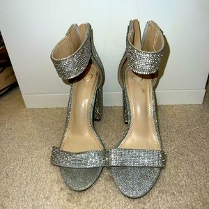 Glitter strap heels